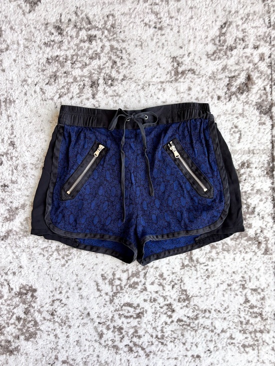 3.1 Phillip Lim Pants - 3.1 Philip Lim Damask Blue Florals and Black 100% Silk Trim Shorts